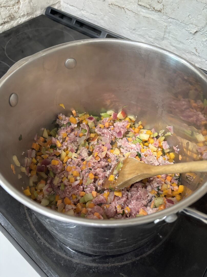 hash cooking in the pan