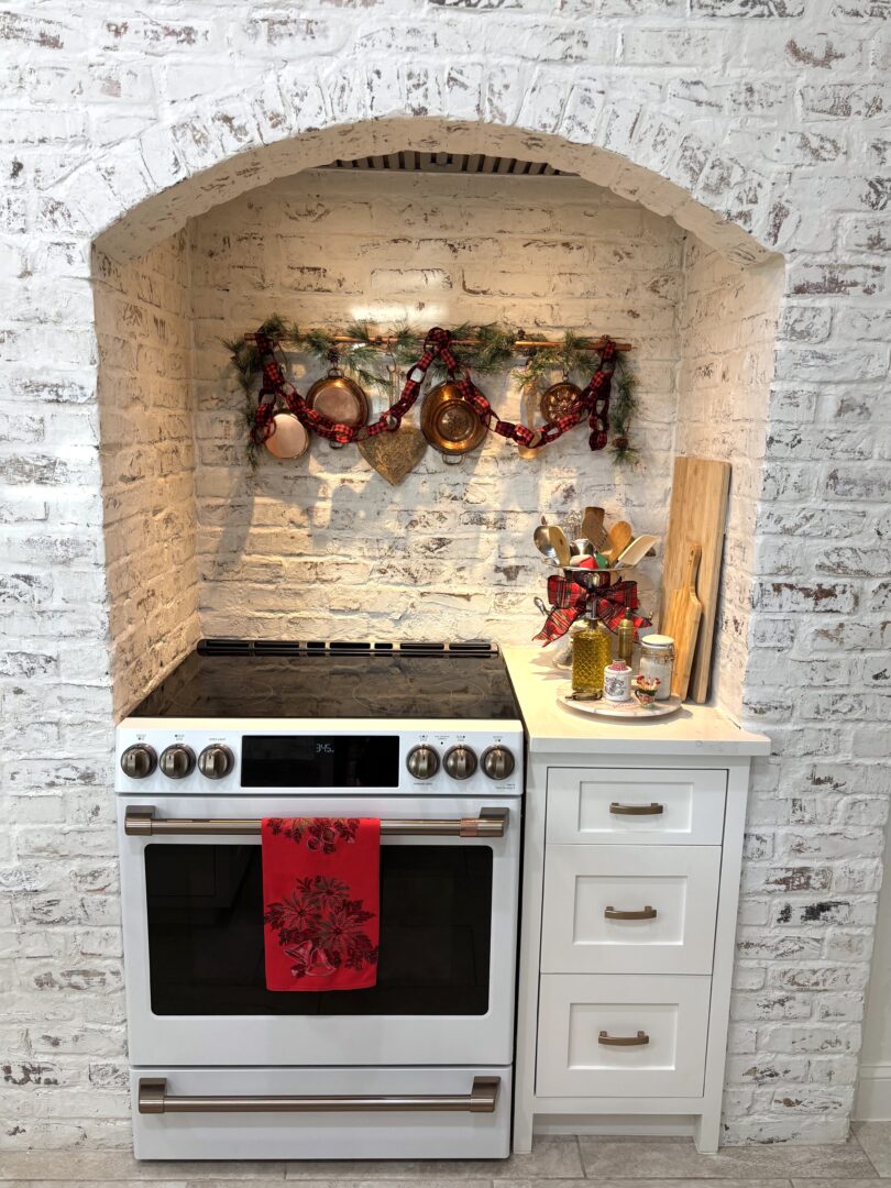 Stove and pot hanger. 