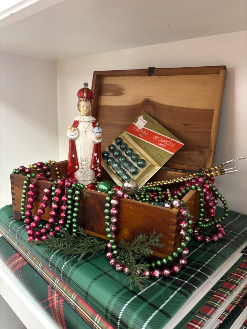 Infant child of Prague in a vintage box.