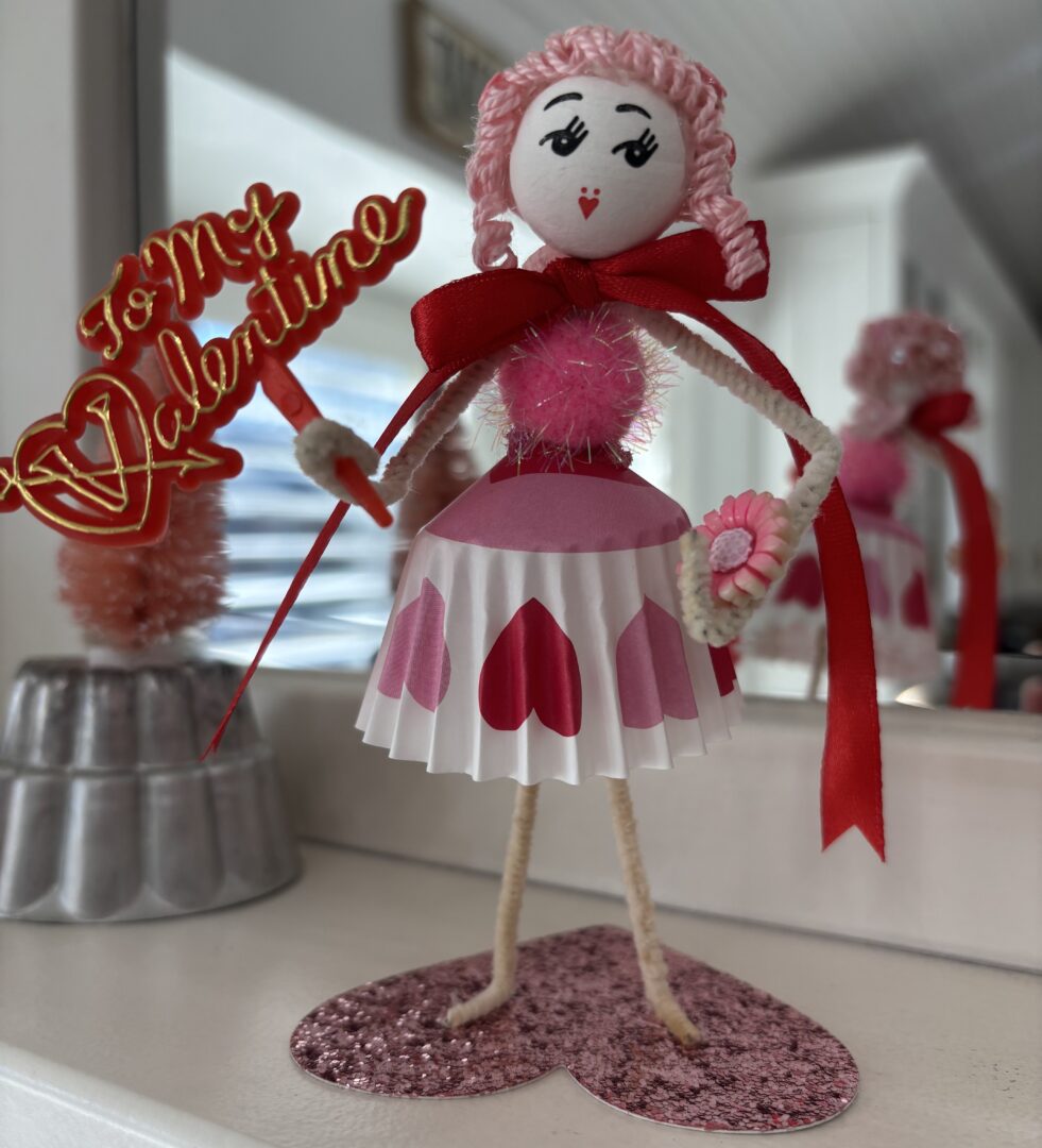 Pink hair chenille figure 