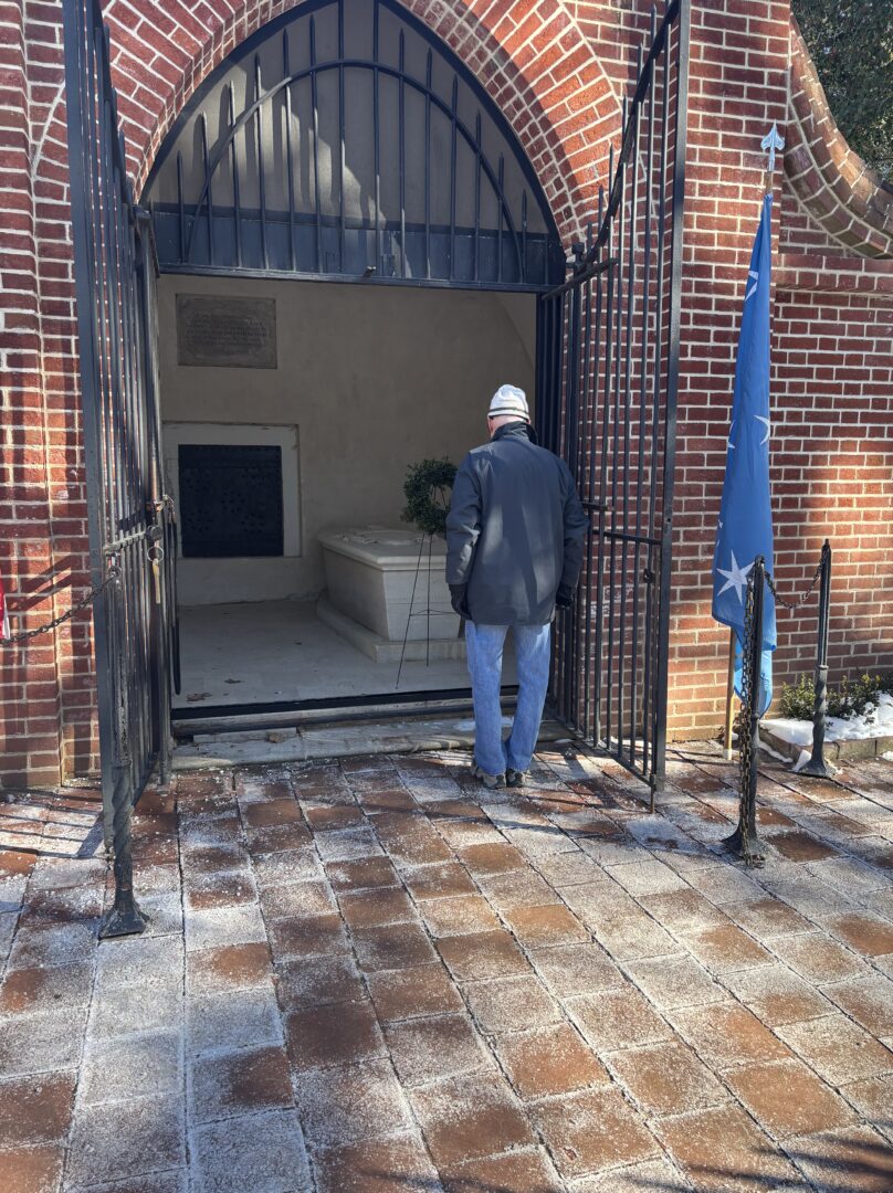 Laying a wreath at George Washington's tomb. 