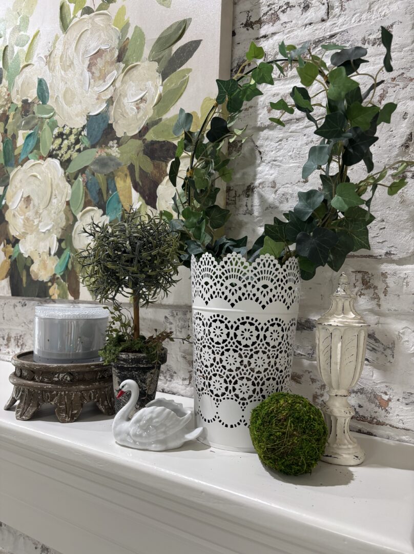 Faux greenery and other accents