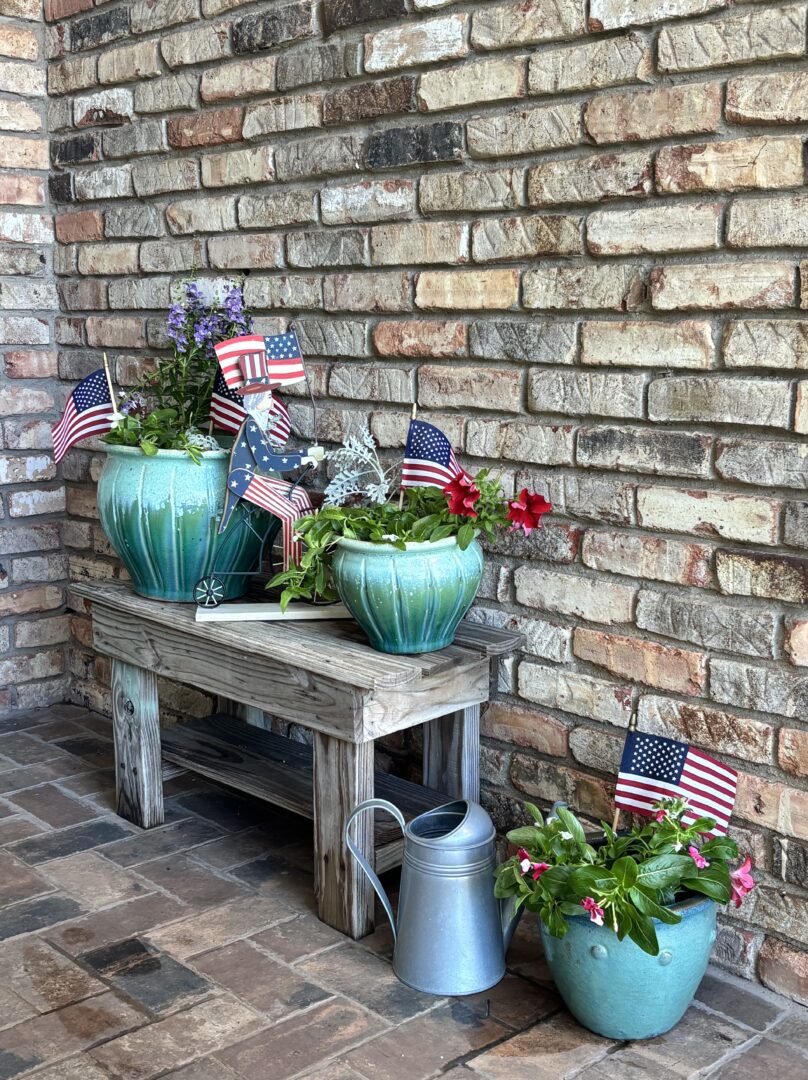 Patriotic garden pots