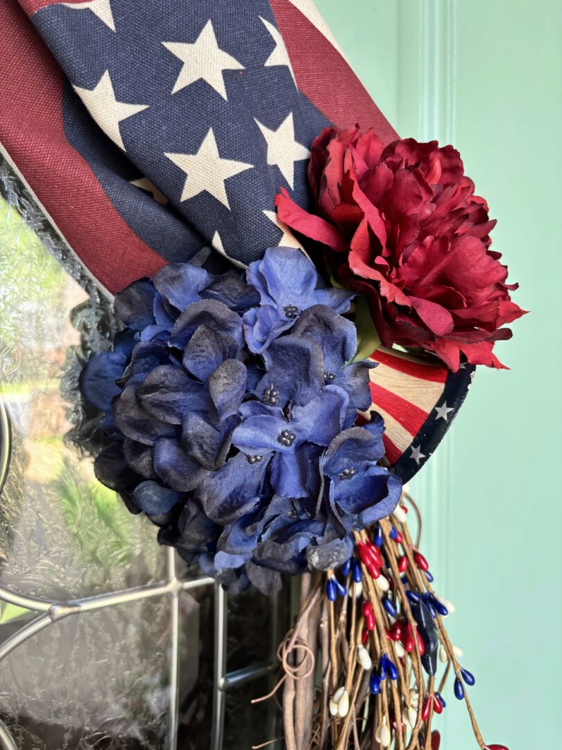 Patriotic wreath with bunting. 