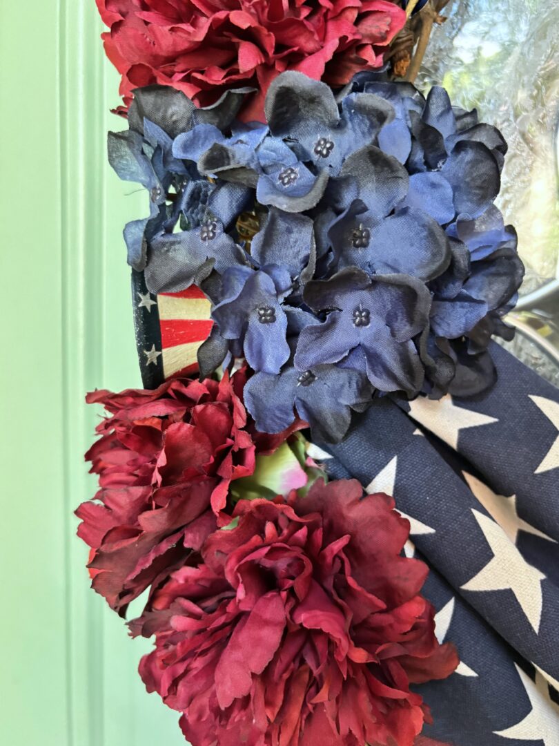 Patriotic wreath with bunting. 