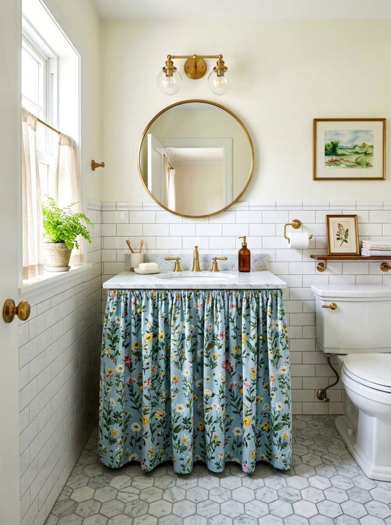 Bathroom sink skirt